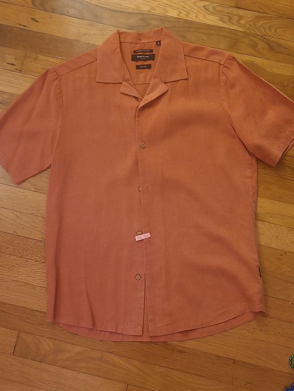 Kenneth Cole Reaction Short Sleeve Button-Down Shirt in Rust Orange
